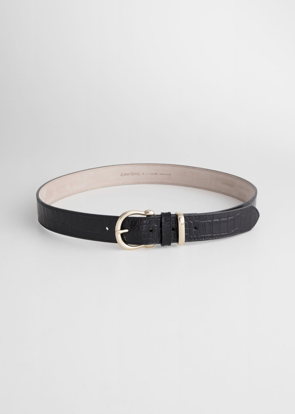 Croco Leather Belt - Dark Green - Belts - & Other Stories