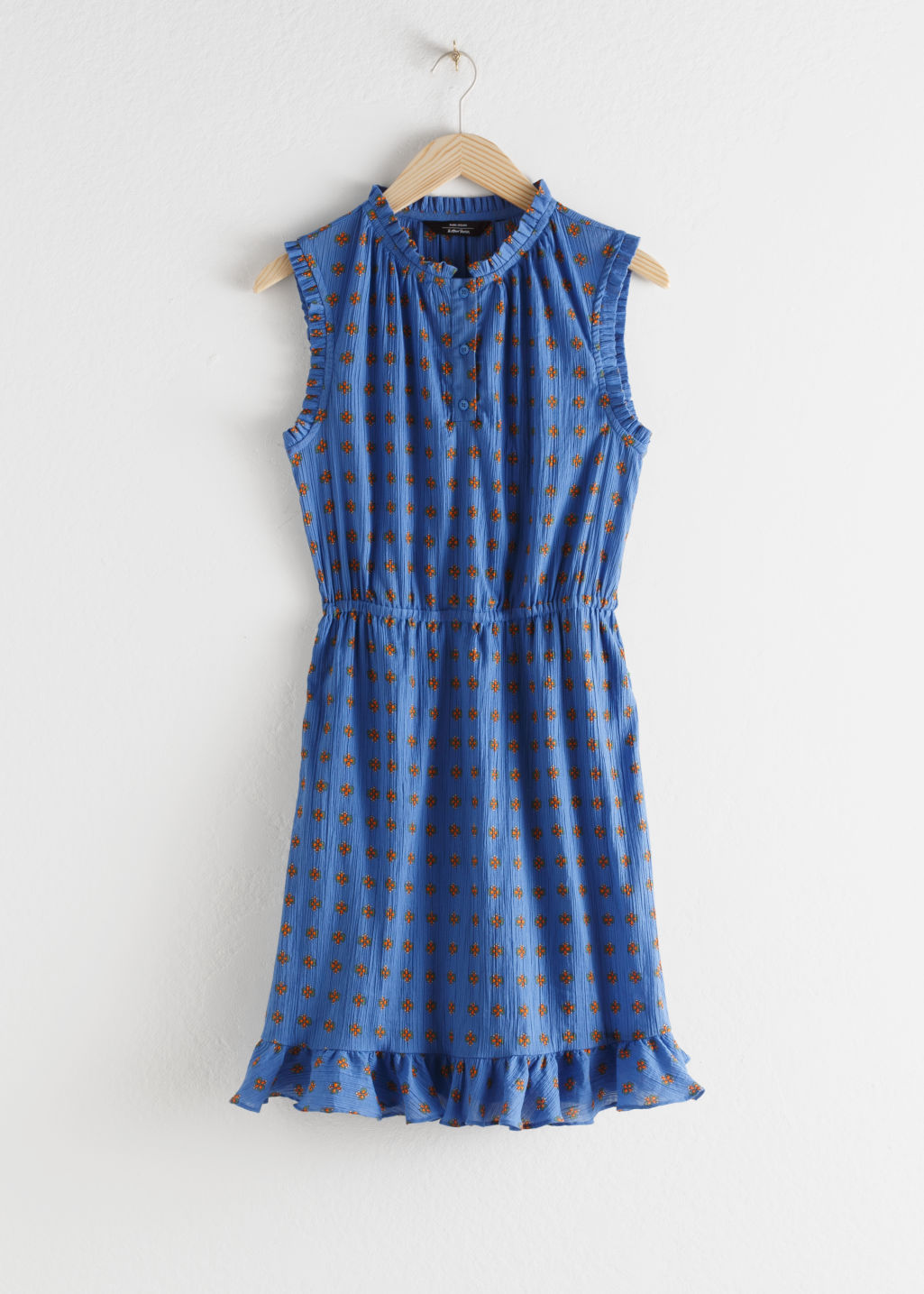 Sleeveless Frill Dress - Blue Floral - Mini dresses - & Other Stories