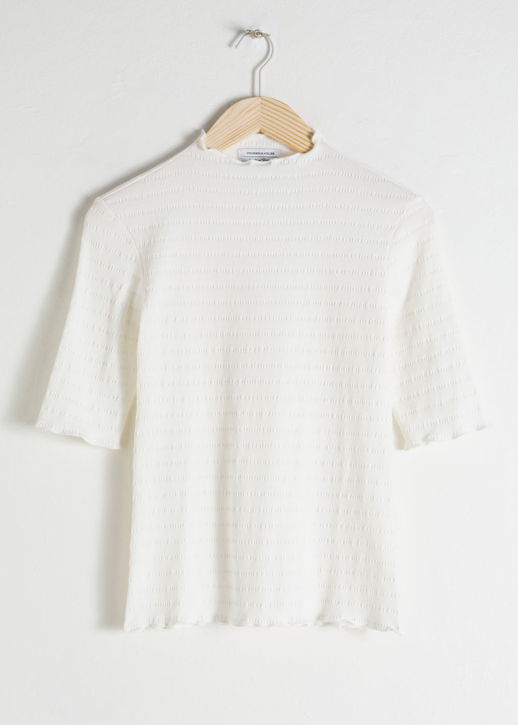 Ruffle Mock Neck Top - White - Tops & T-shirts - & Other Stories