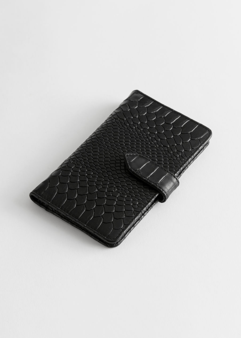 Snake Embossed Leather Wallet - Black - Wallets - & Other Stories