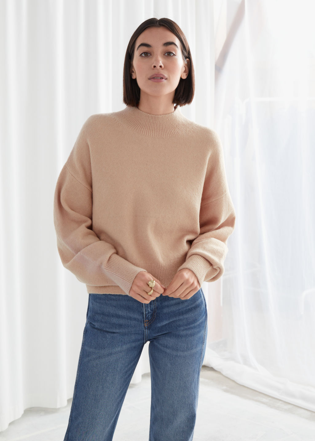 Mock Neck Sweater - Pink - Sweaters - & Other Stories