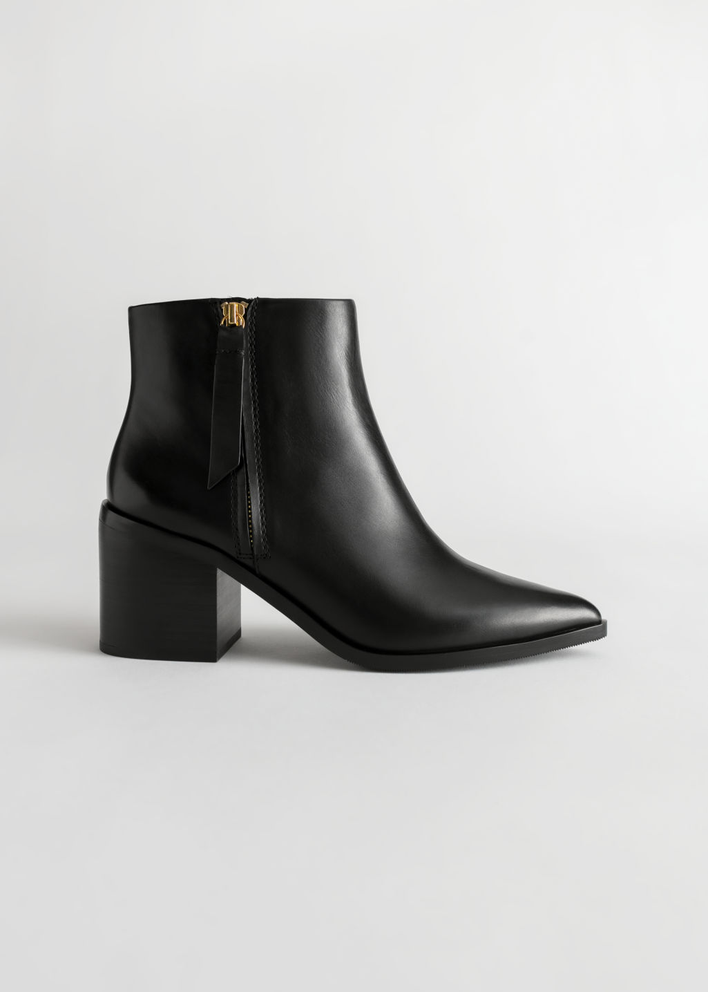 Pointed Leather Ankle Boots - Black - Ankleboots - & Other Stories