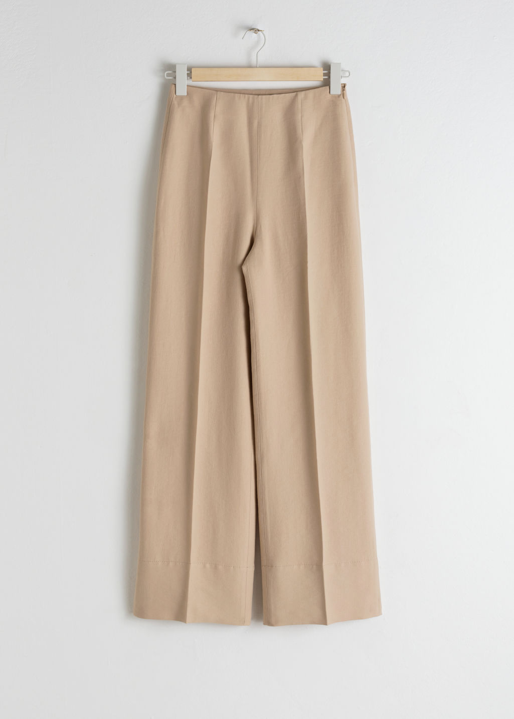 Wide Lyocell Blend Trousers - Beige - Trousers - & Other Stories