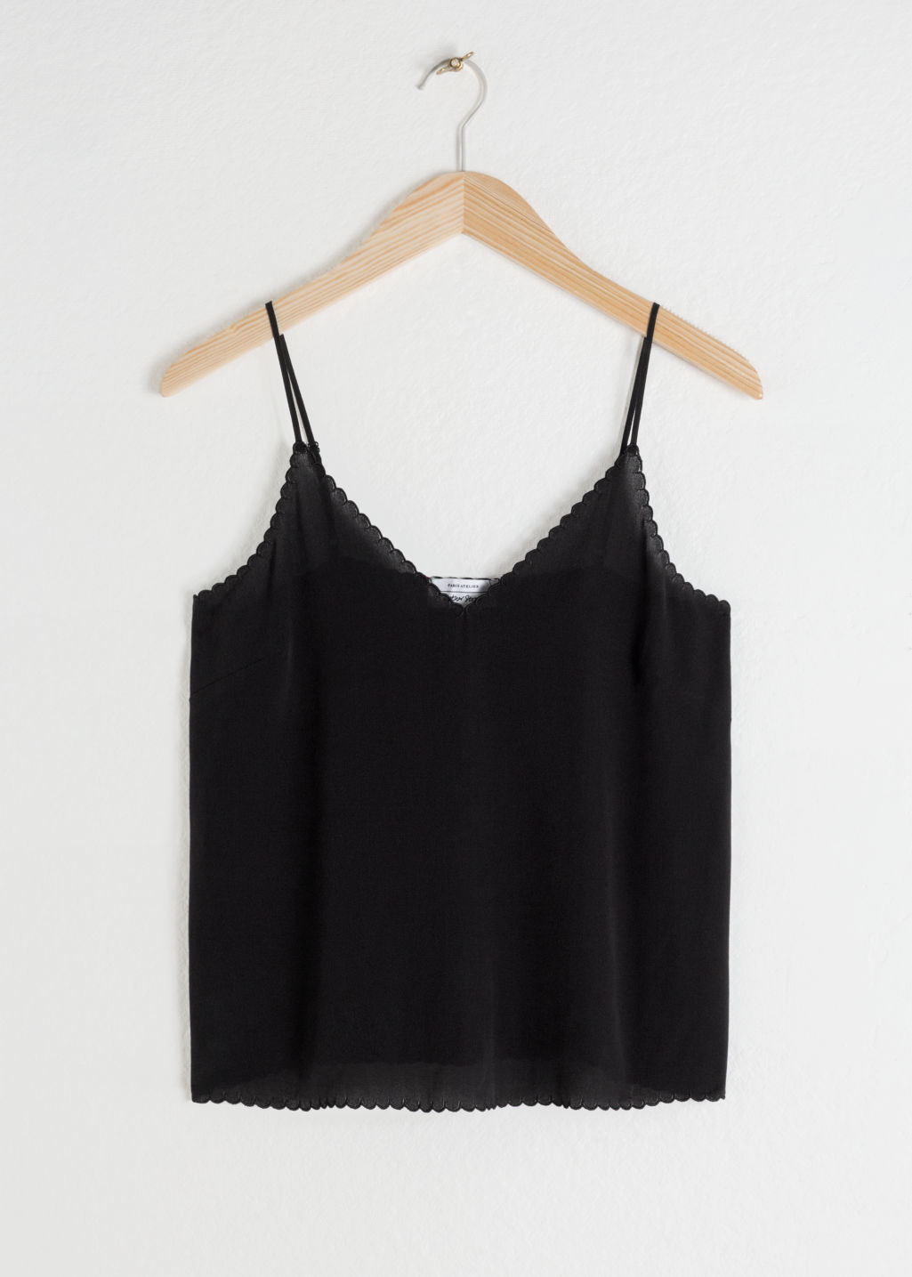 Scalloped Silk Tank Top - Black - Tanktops & Camisoles - & Other Stories