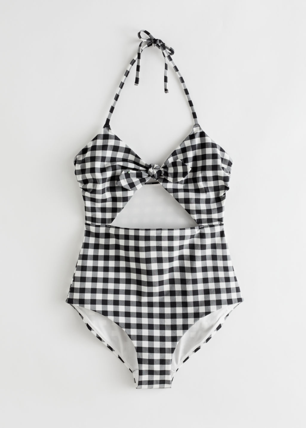 Gingham Cutout Halter Swimsuit - Black - Swimsuits - & Other Stories