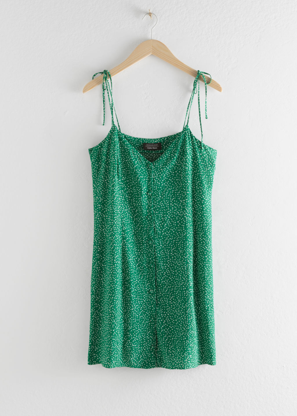 Spaghetti Tie Strap Mini Dress - Green Dot Print - Mini dresses - & Other Stories