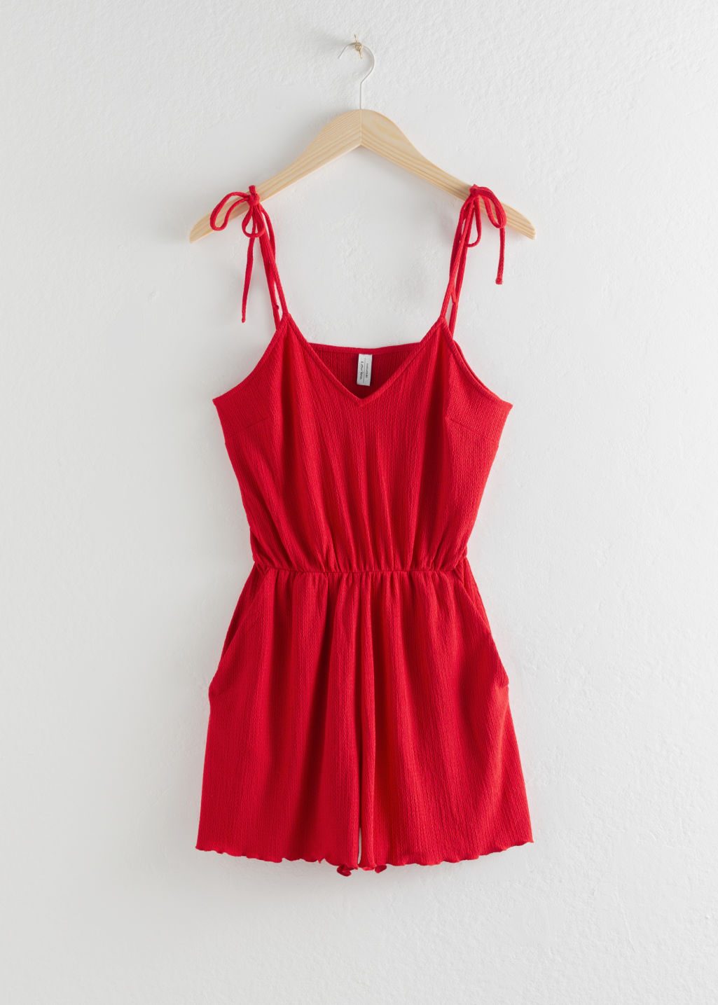 Frill Crepe Romper - Red - Jumpsuits & Playsuits - & Other Stories