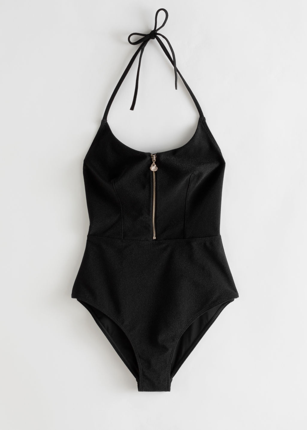 Zipper Halter Swimsuit - Black - Swimsuits - & Other Stories