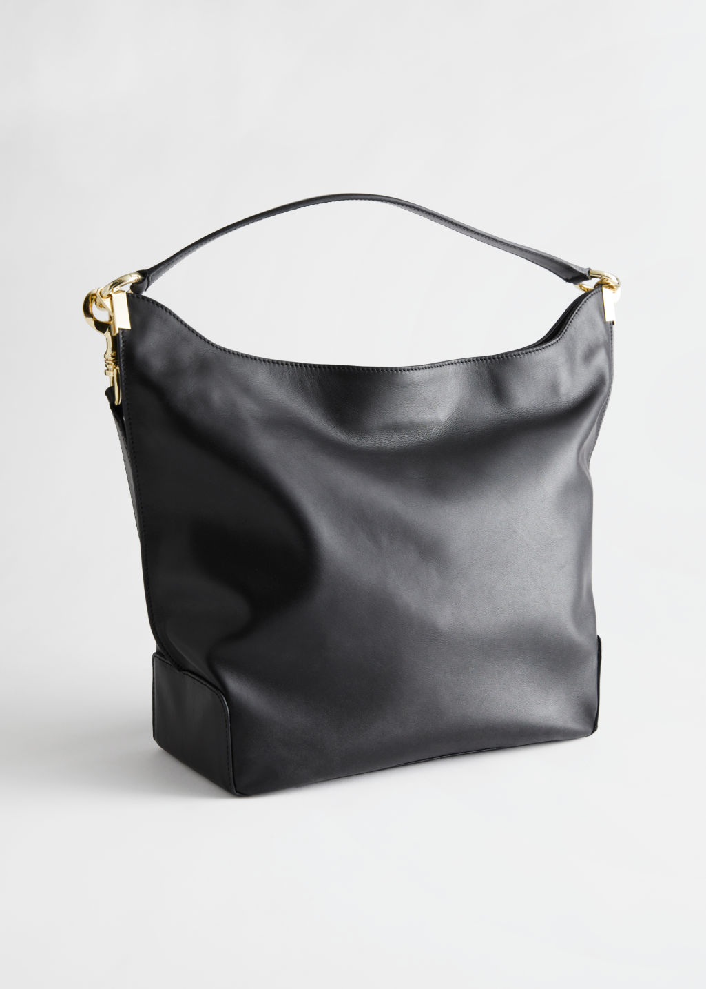 Slouchy Duo Strap Leather Bag - Black - Shoulderbags - & Other Stories
