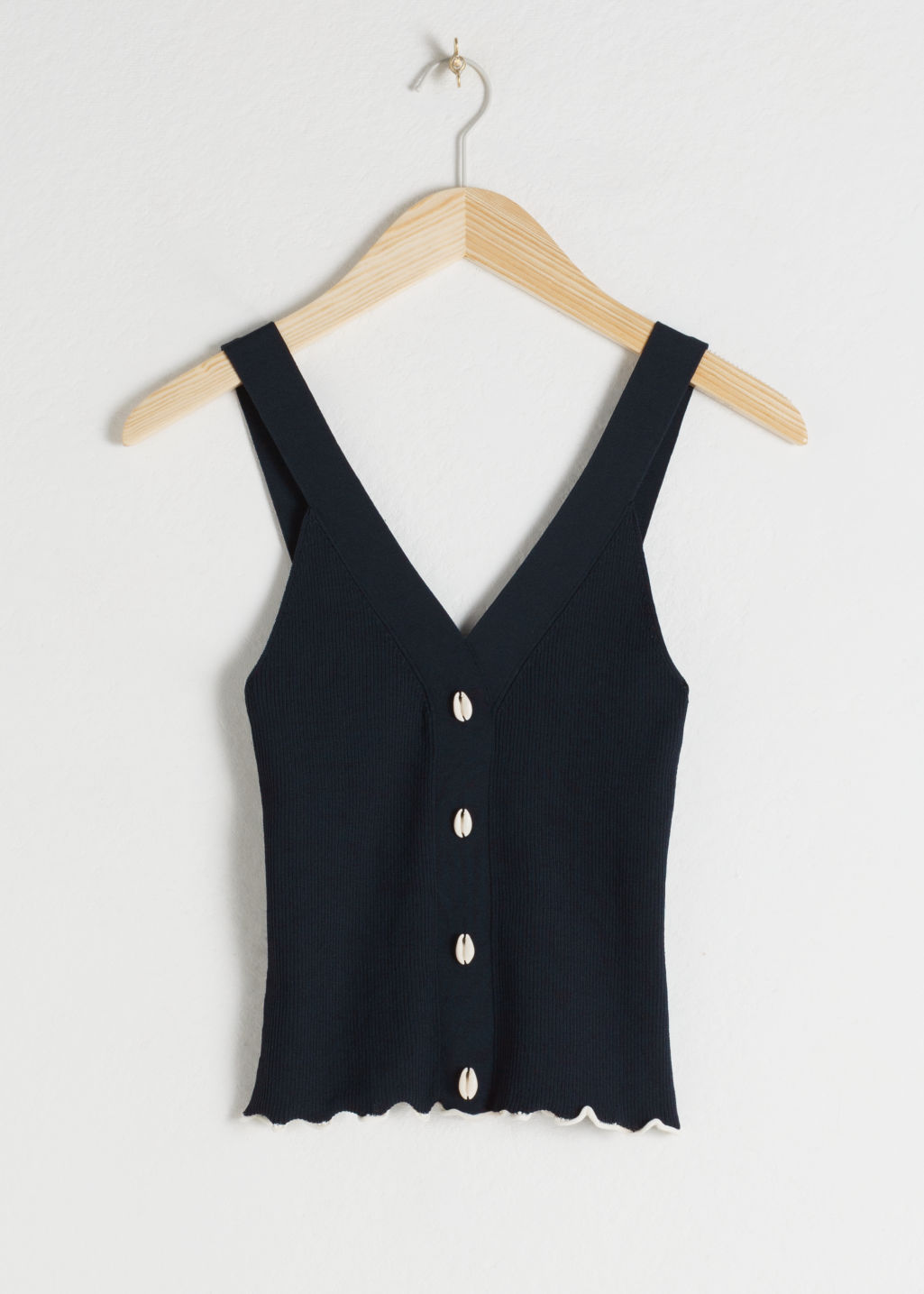 Puka Shell Micro Knit Tank Top - Navy - Tops - & Other Stories