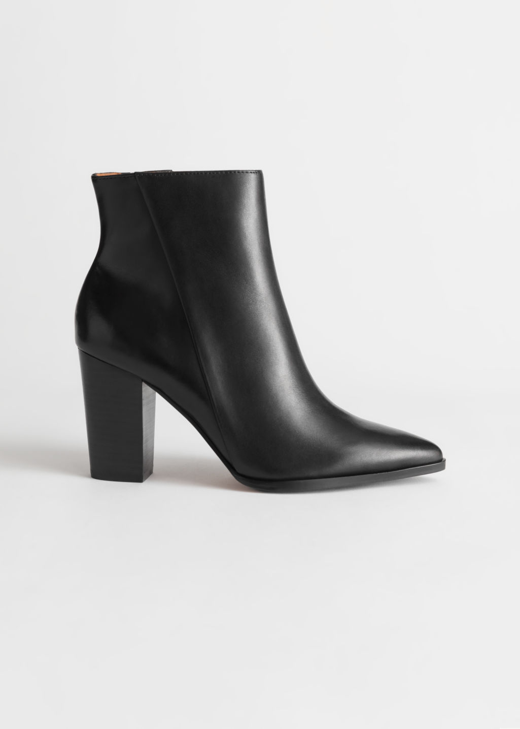 Leather Pointed Ankle Boots - Black - Ankleboots - & Other Stories