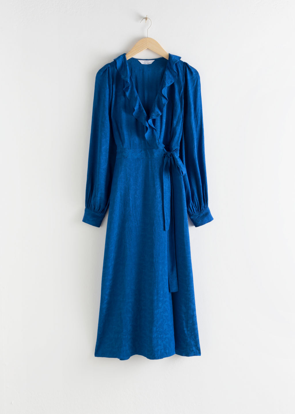 Ruffled Jacquard Midi Wrap Dress - Blue - Wrap dresses - & Other Stories
