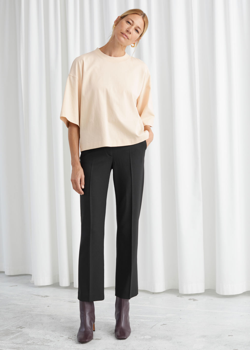 Wool Blend Kick Flare Trousers - Black - Trousers - & Other Stories