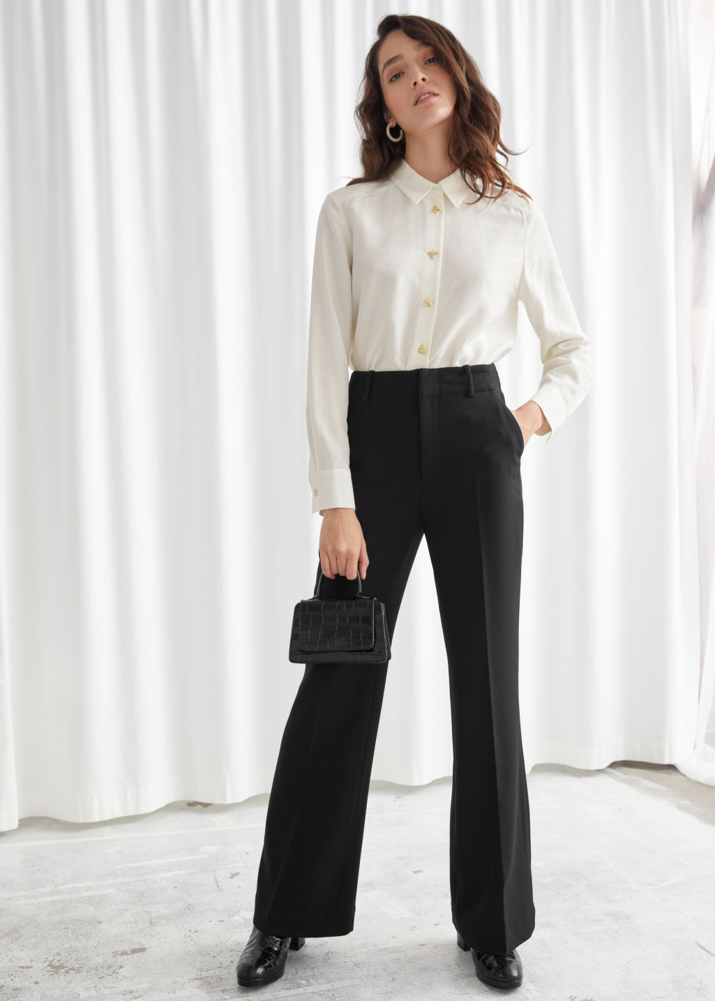 Wide Leg Tailored Trousers - Black - Straight Trousers - & Other Stories