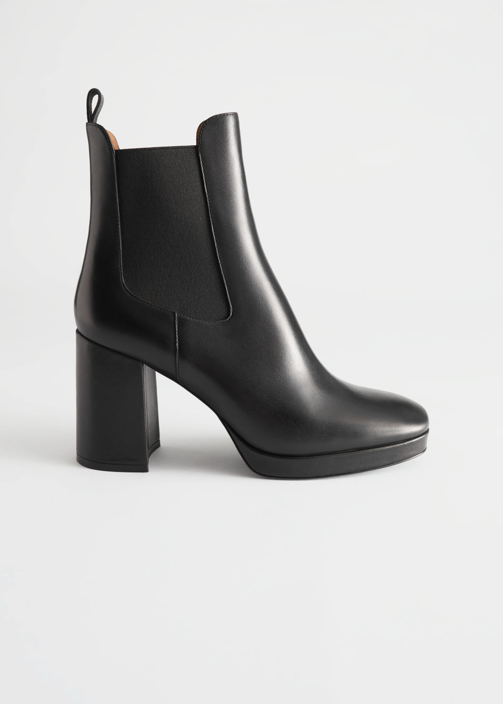Block Heel Leather Chelsea Boots - Black - Chelseaboots - & Other Stories