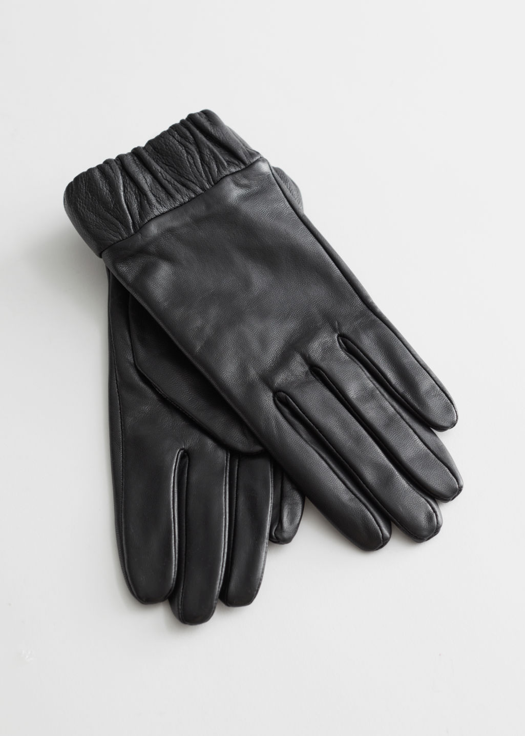 Ruched Cuff Leather Gloves - Black - Gloves - & Other Stories
