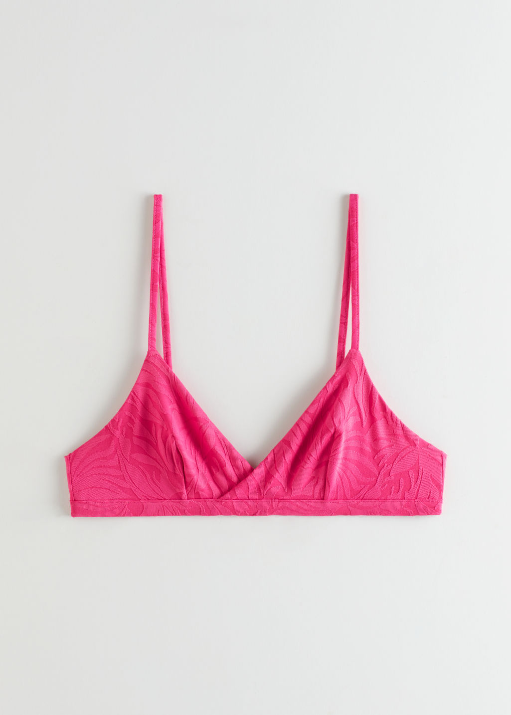 Jacquard Triangle Bikini Top - Pink - Tops - & Other Stories