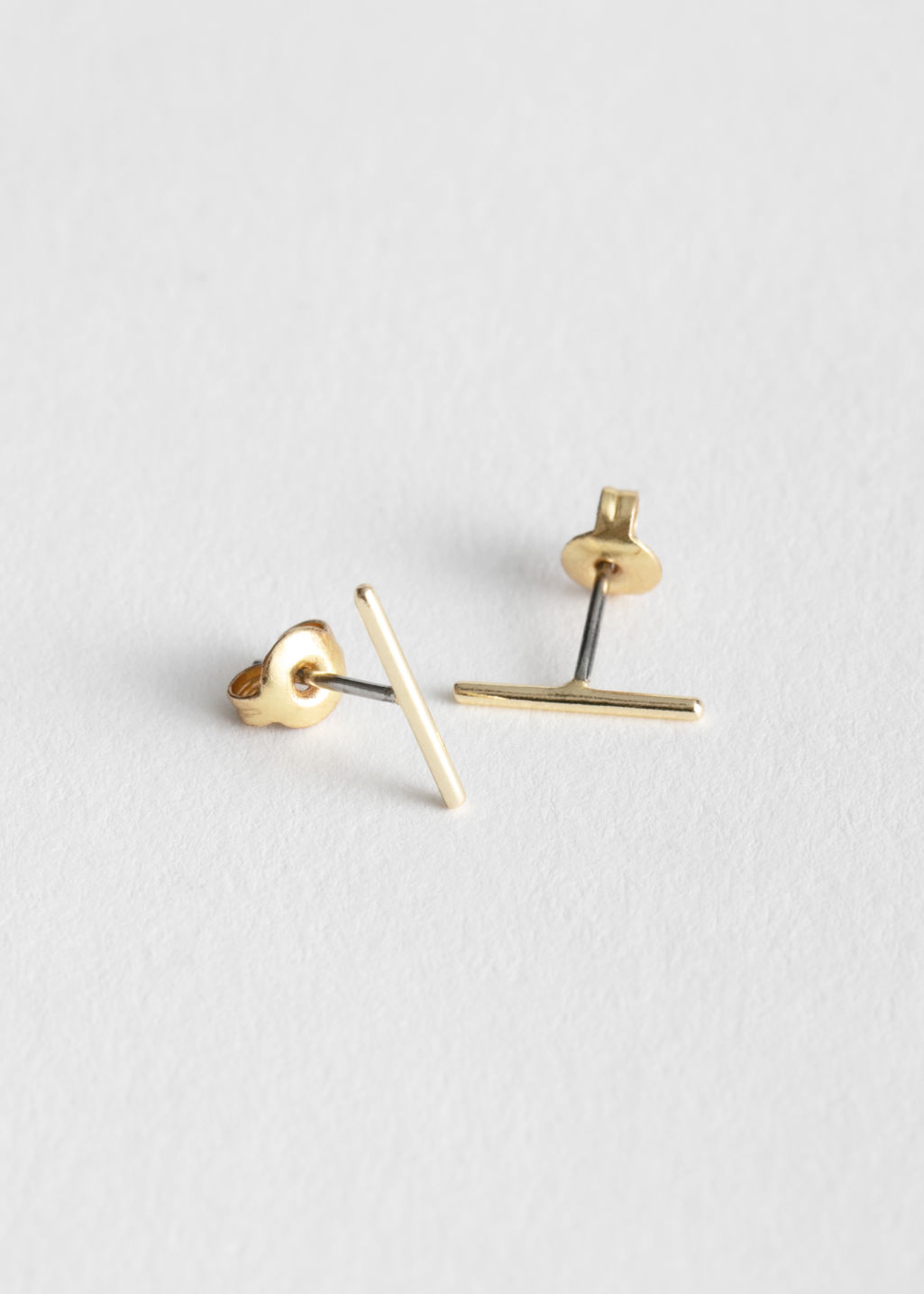Straight Bar Stud Earrings - Gold - Studs - & Other Stories