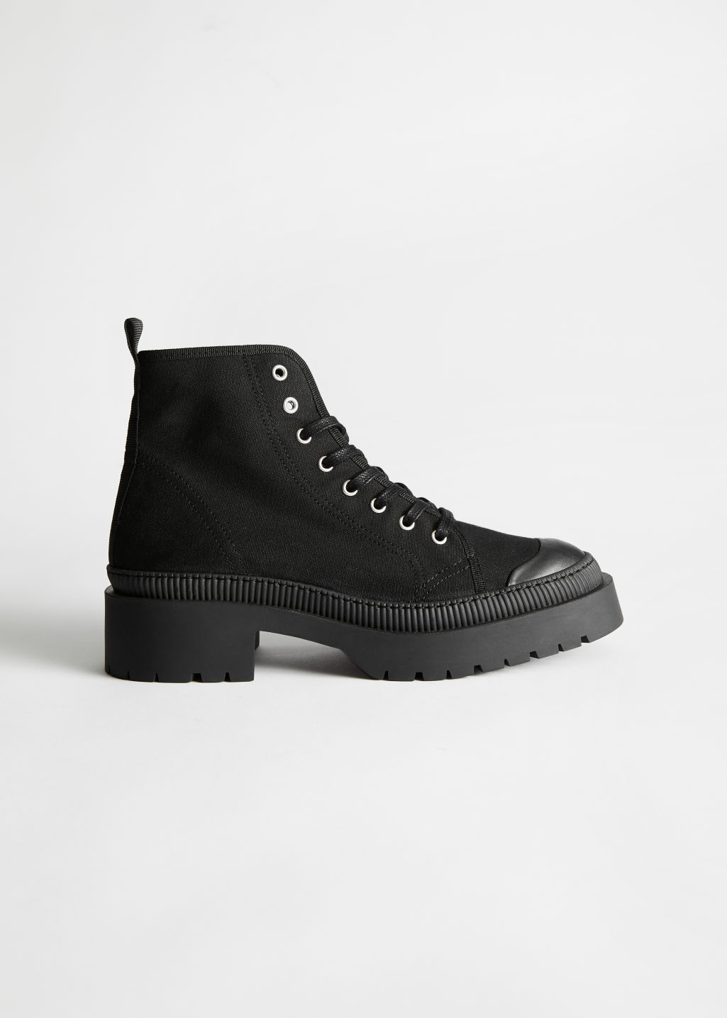 Chunky Canvas Lace Up Boots - Black - Hike boots - & Other Stories