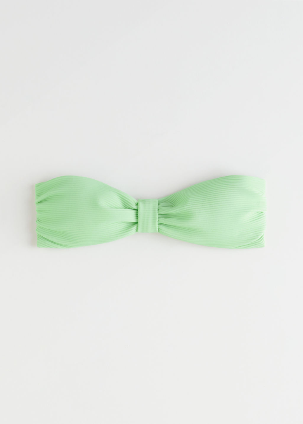 Ribbed Bandeau Bikini Top - Light Green - Tops - & Other Stories