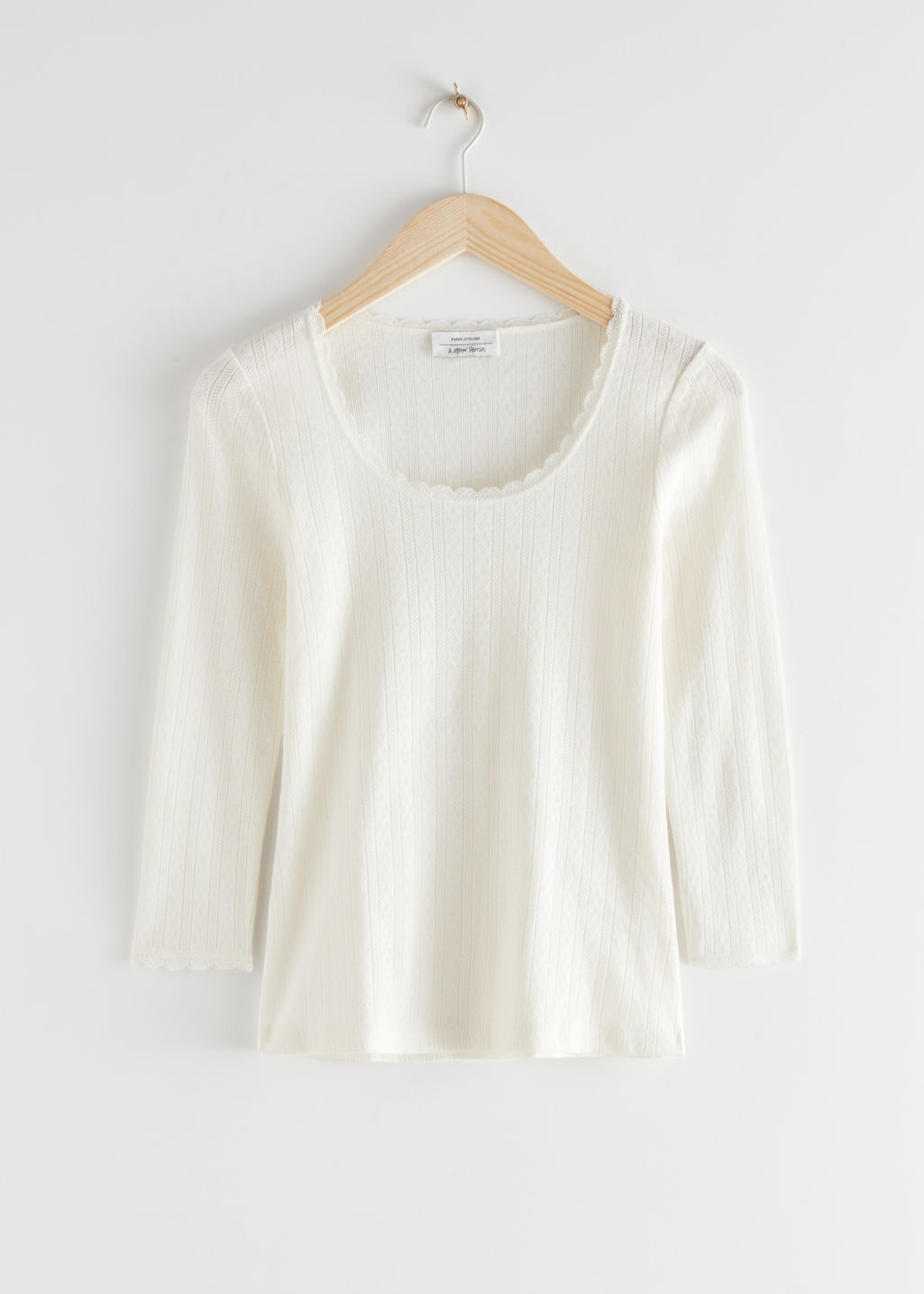 Ribbed Scoop Neck Top - White - Long Sleeve Tops - & Other Stories