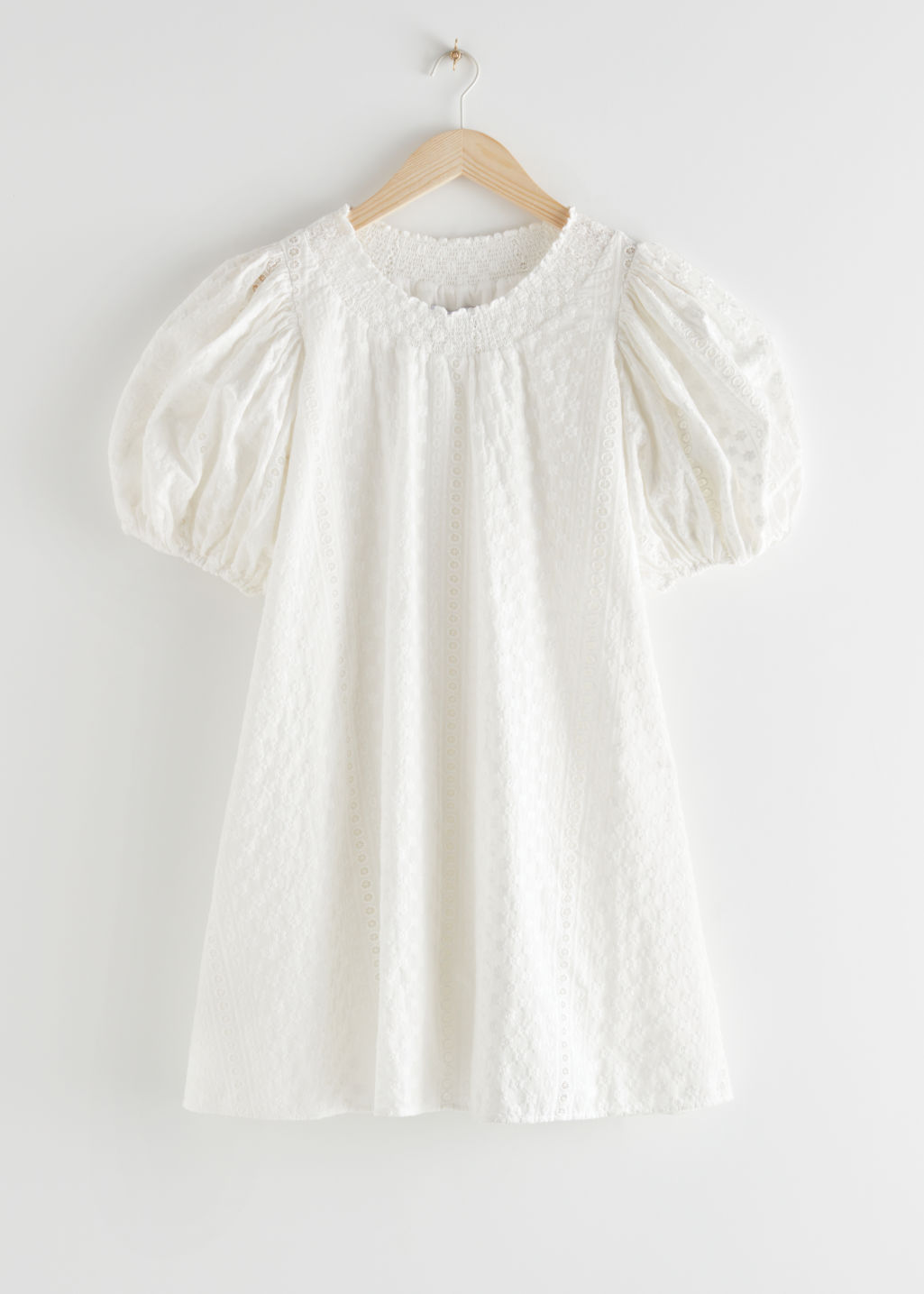 Voluminous Floral Smock Mini Dress - White - Mini dresses - & Other Stories