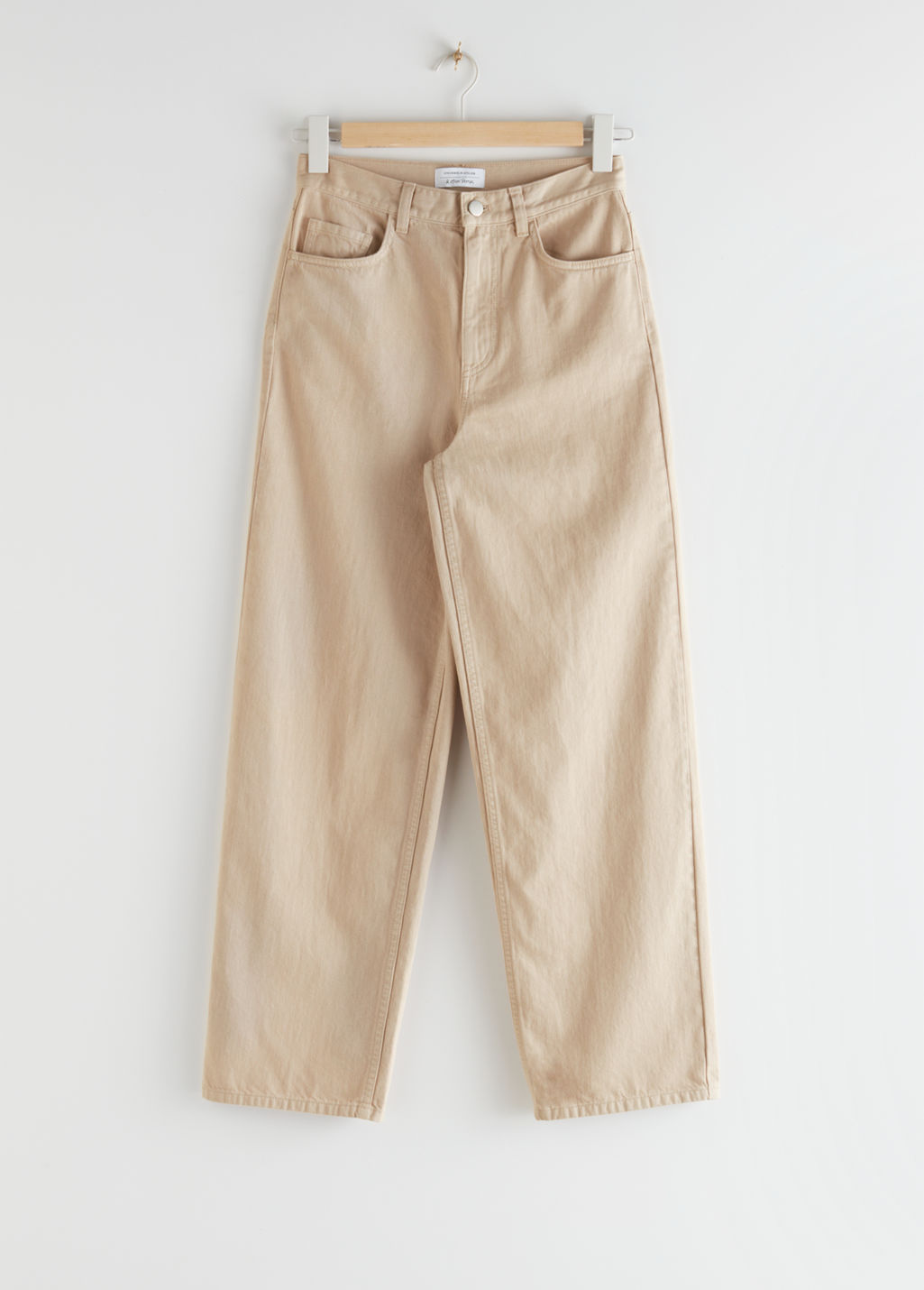 Wide High Rise Trousers - Beige - High Waisted Trousers - & Other Stories