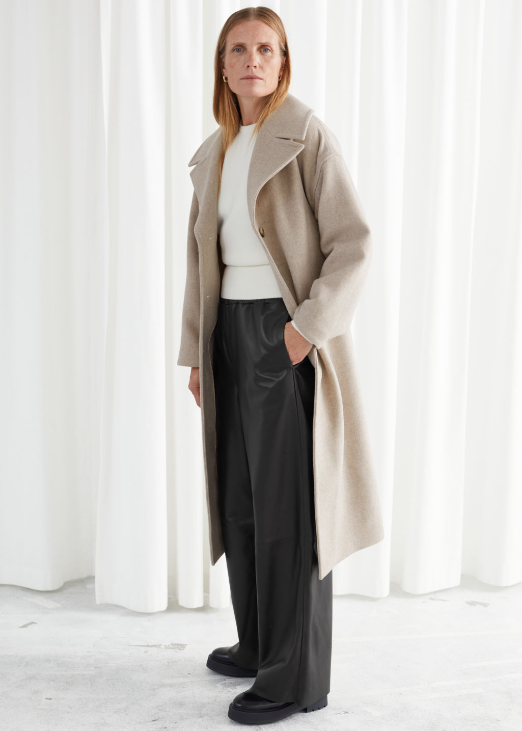 Oversized Belted Wool Coat - Oatmeal - Woolcoats - & Other Stories