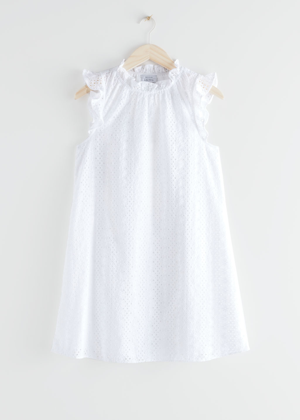 Frilled Broderie Anglaise Mini Dress - White - Mini dresses - & Other Stories