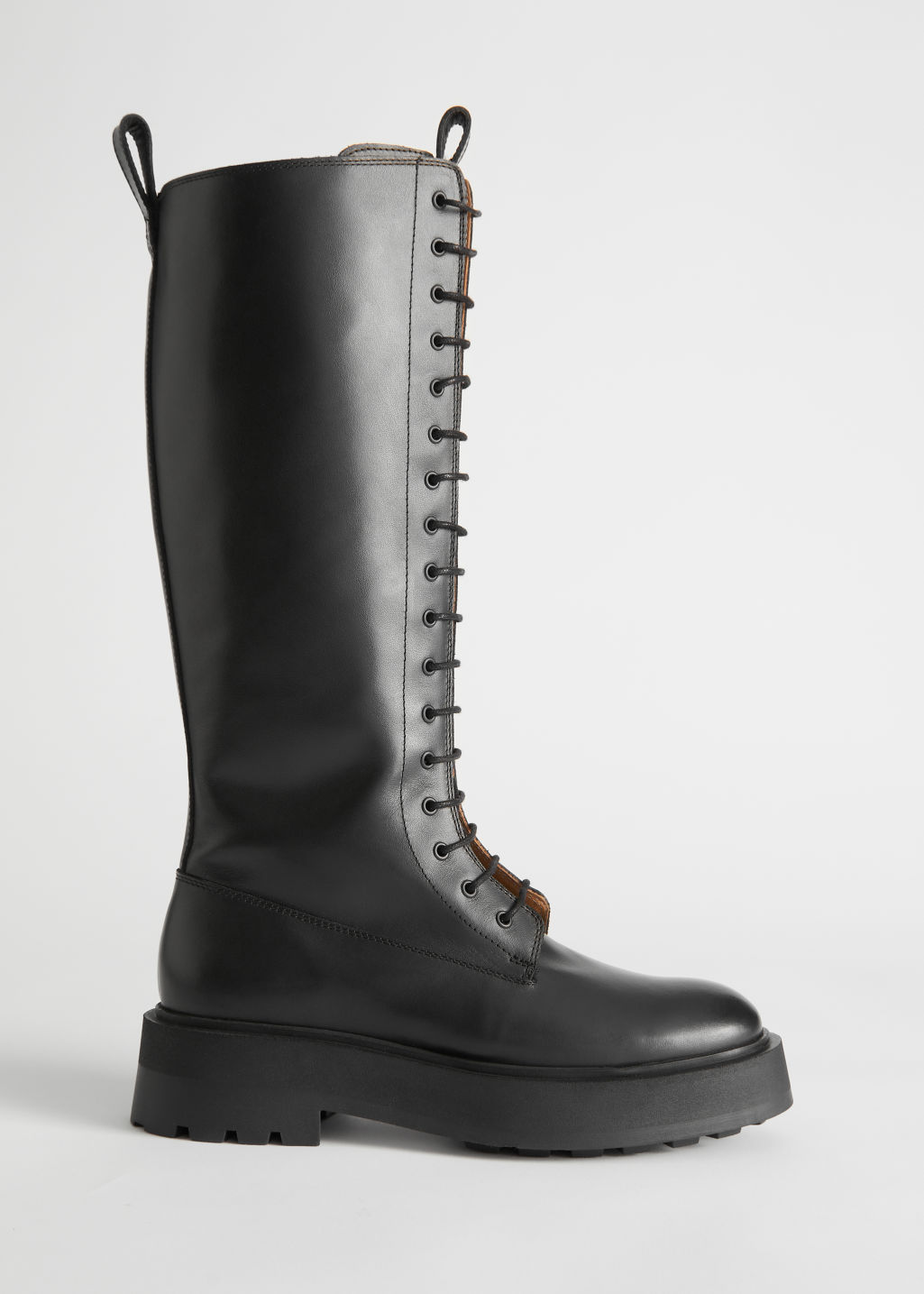 Chunky Knee High Leather Boots - Black - Knee high boots - & Other Stories