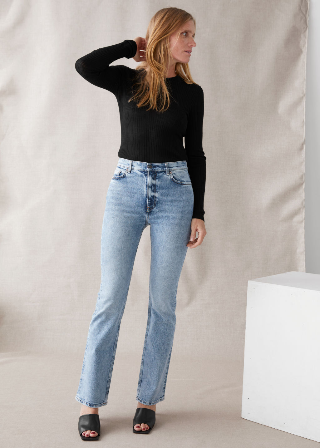 Flared High Waist Jeans - Grey - Flared - & Other Stories