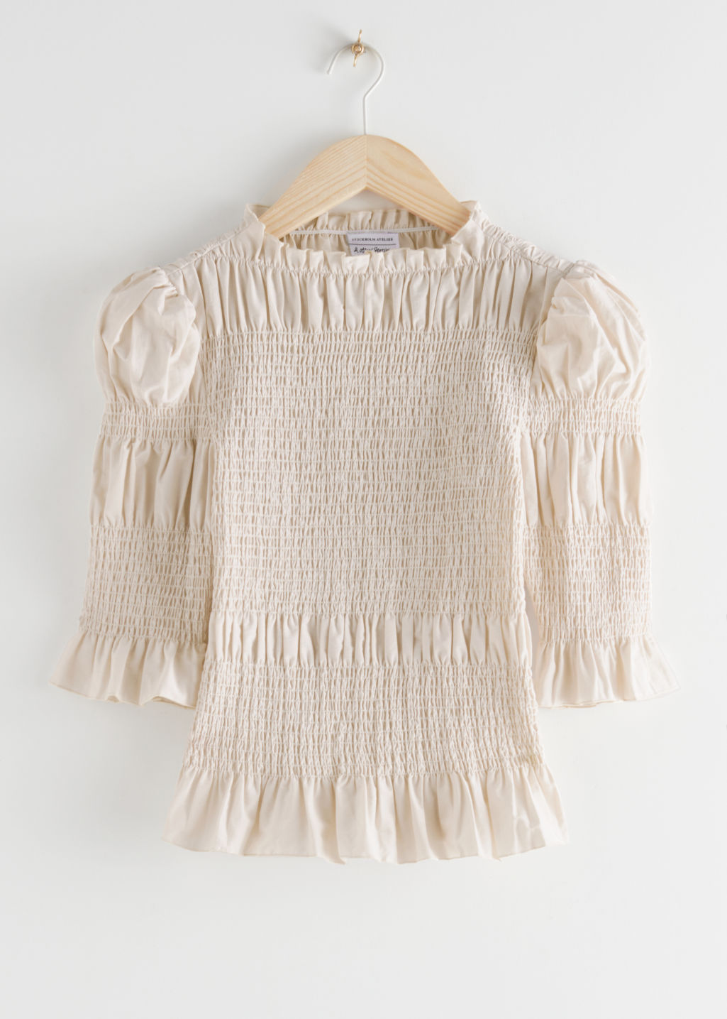 Fitted Smocked Ruffle Top - White - Tops - & Other Stories