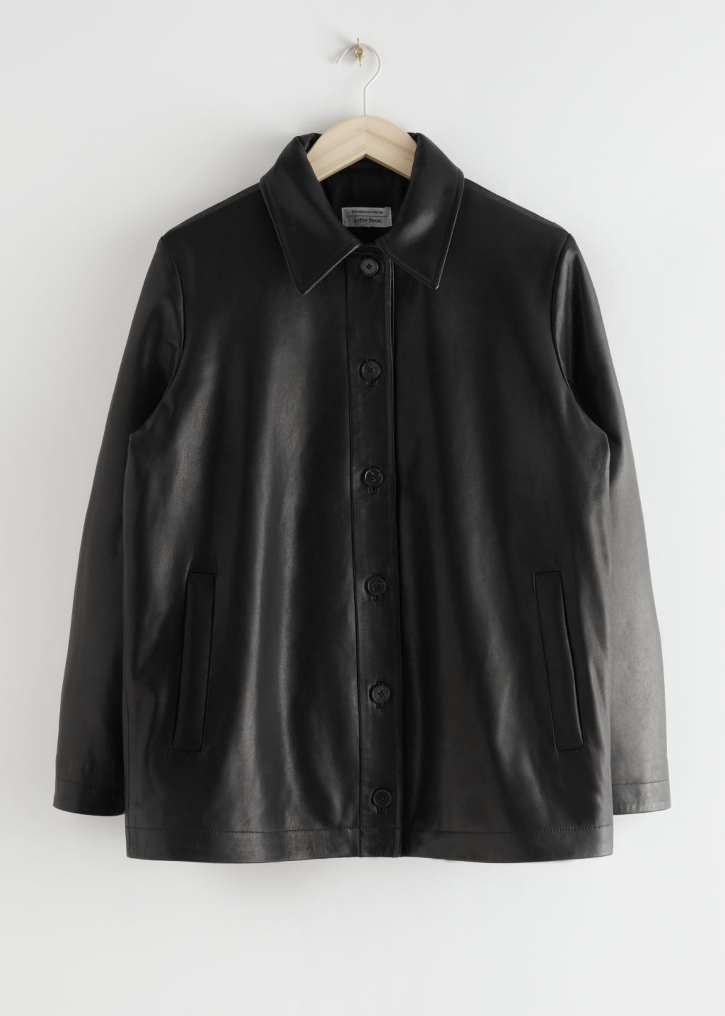 Padded Leather Jacket - Black - Leather jackets - & Other Stories