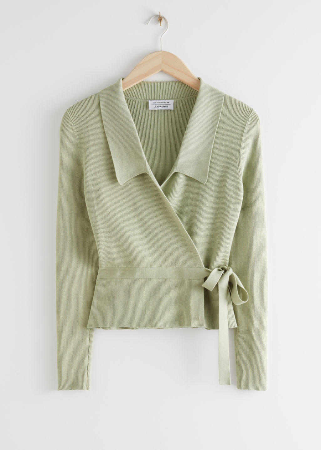 Ribbed Wrap Cardigan - Light Green - Cardigans - & Other Stories
