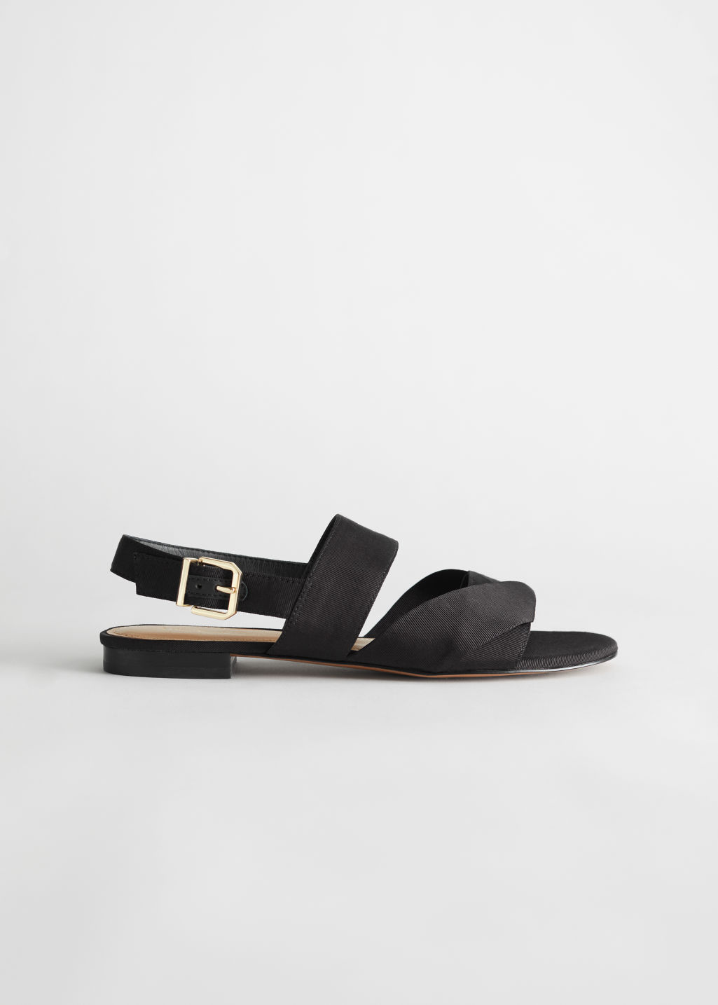 Twill Slingback Buckled Sandals - Black - Flat sandals - & Other Stories