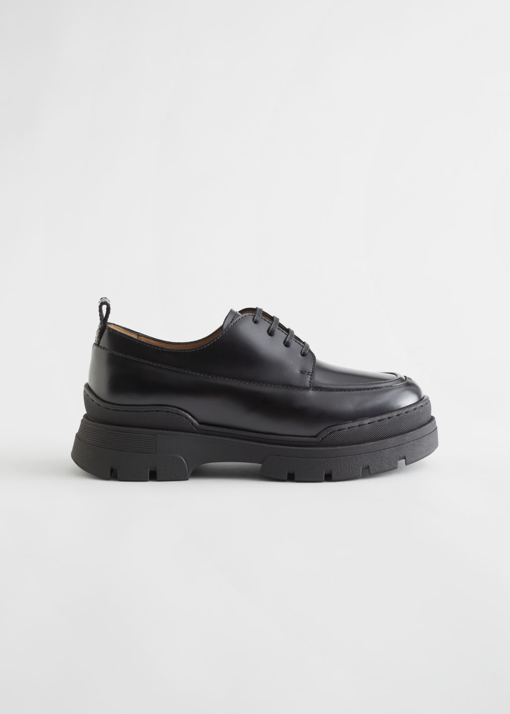 Chunky Sole Leather Oxfords - Black - Loafers - & Other Stories