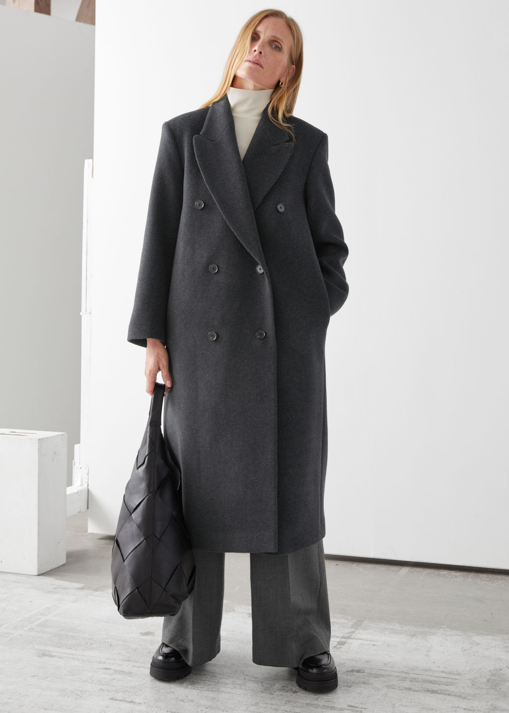 Boxy Double Breasted Coat - Dark Grey - Woolcoats - & Other Stories
