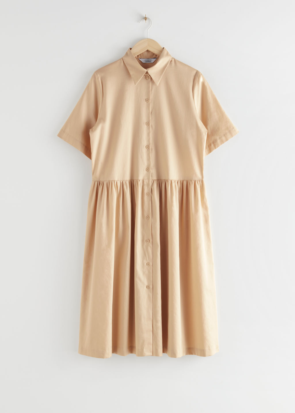 Voluminous Midi Shirt Dress - Beige - Midi dresses - & Other Stories