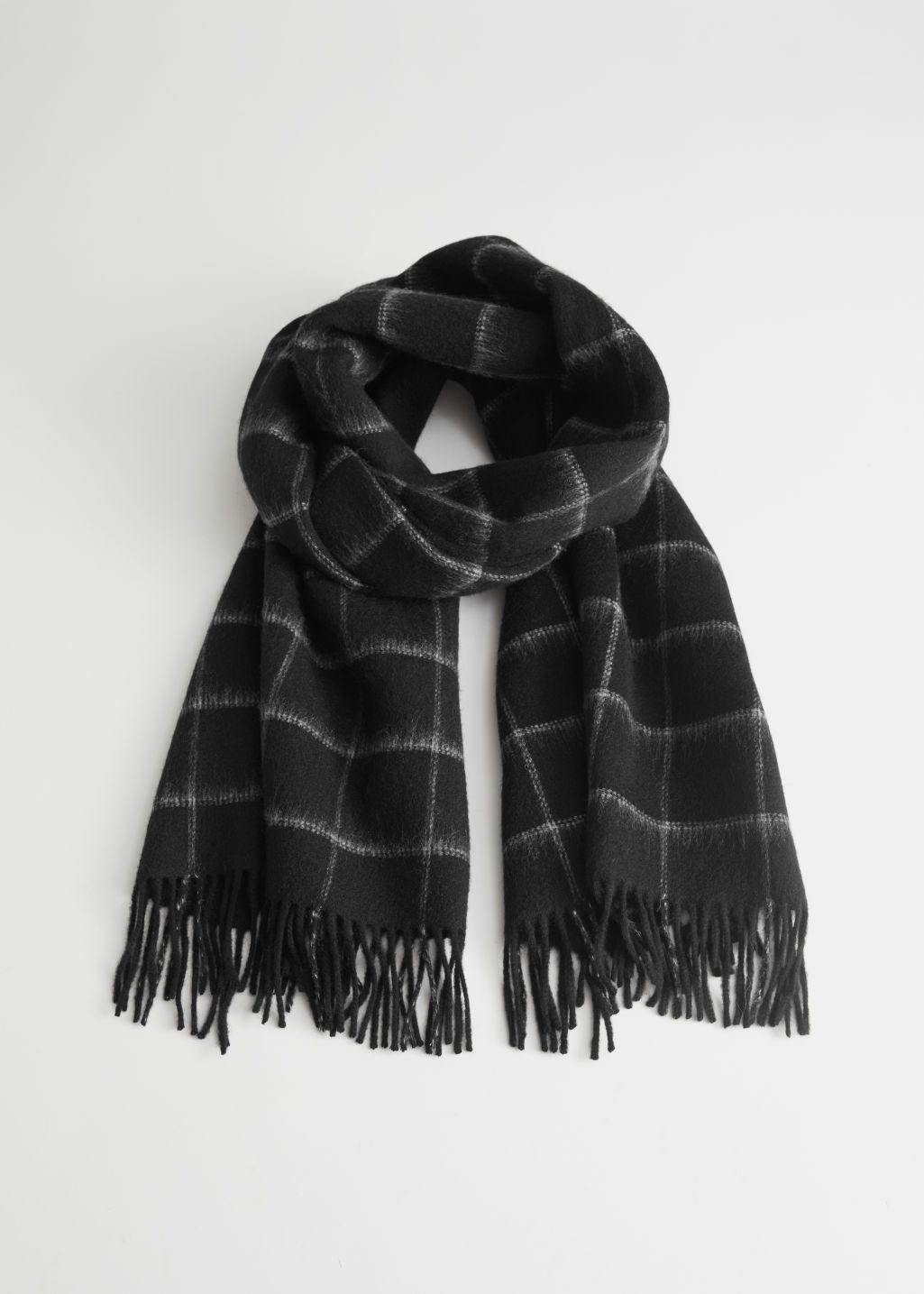 Fuzzy Wool Checked Scarf - Black Check - Fall & Winterscarves - & Other Stories