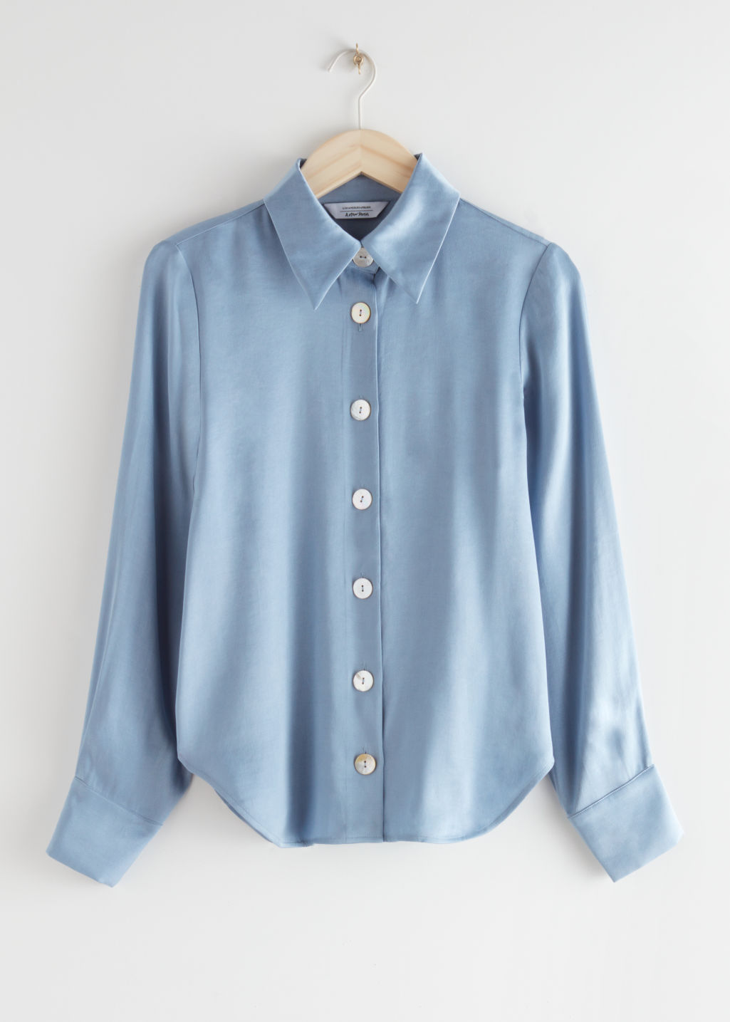Button Up Lyocell Blend Blouse - Light Blue - Blouses - & Other Stories