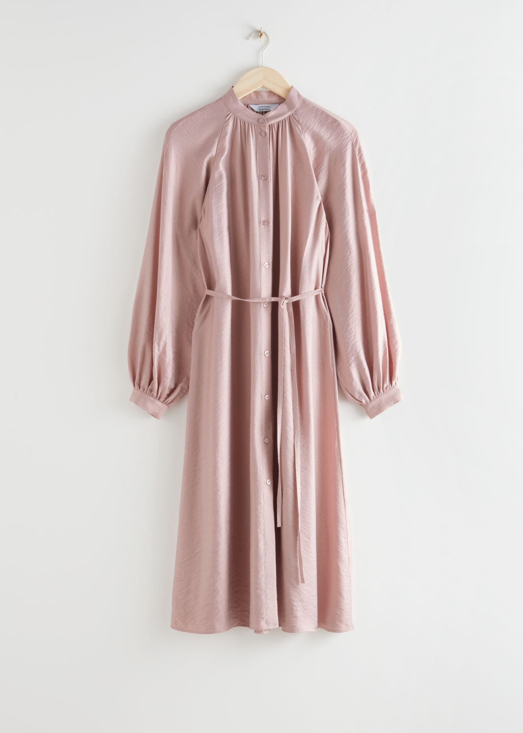Belted Button Up Midi Dress - Pink - Midi dresses - & Other Stories