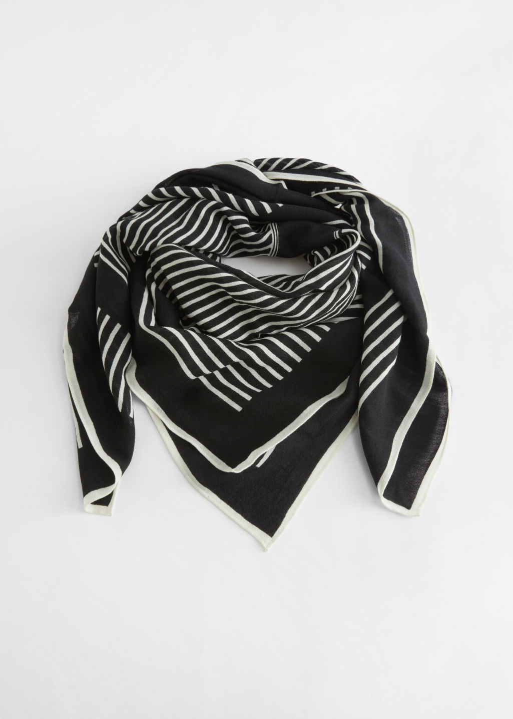 Striped Light Wool Scarf - Black Stripes - Lightweight scarves - & Other Stories