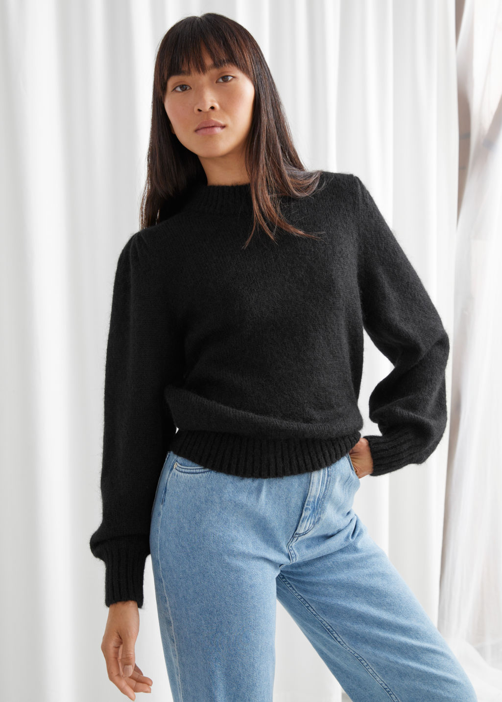 Alpaca Blend Knit Sweater - Black - Sweaters - & Other Stories