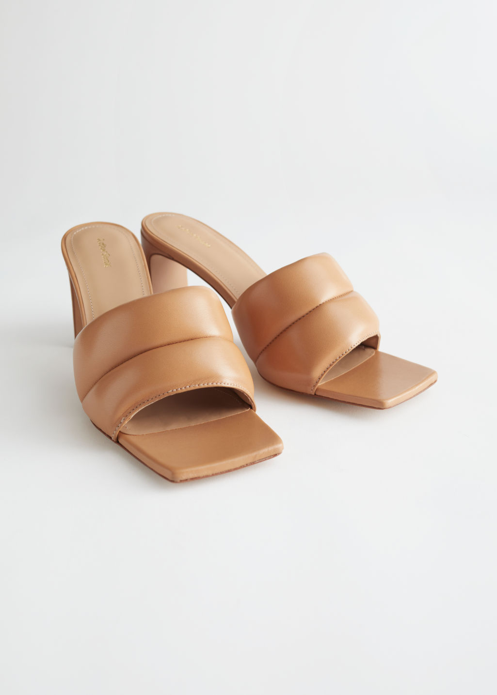 Padded Leather Heeled Sandals - Black - Heeled sandals - & Other Stories