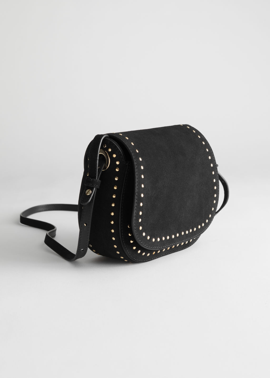 Studded Suede Shoulder Bag - Black - Shoulderbags - & Other Stories