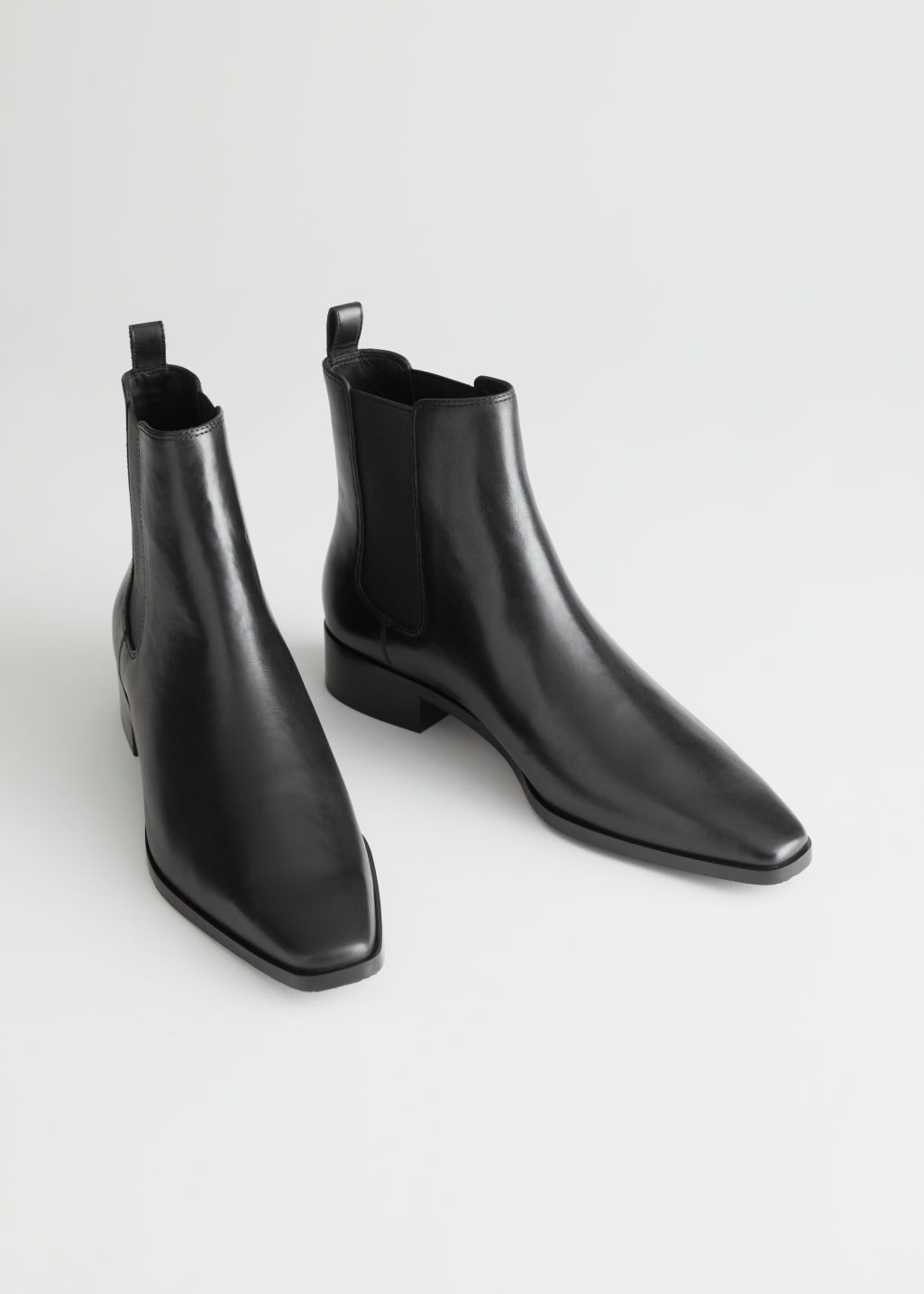 Square Toe Leather Chelsea Boots - Black - Chelseaboots - & Other Stories
