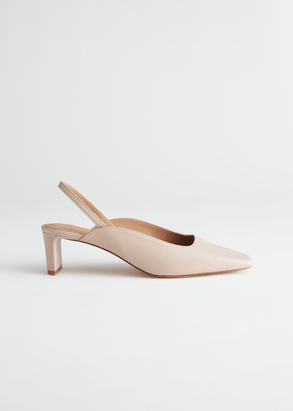 Square Toe Leather Mules - Beige - Pumps - & Other Stories