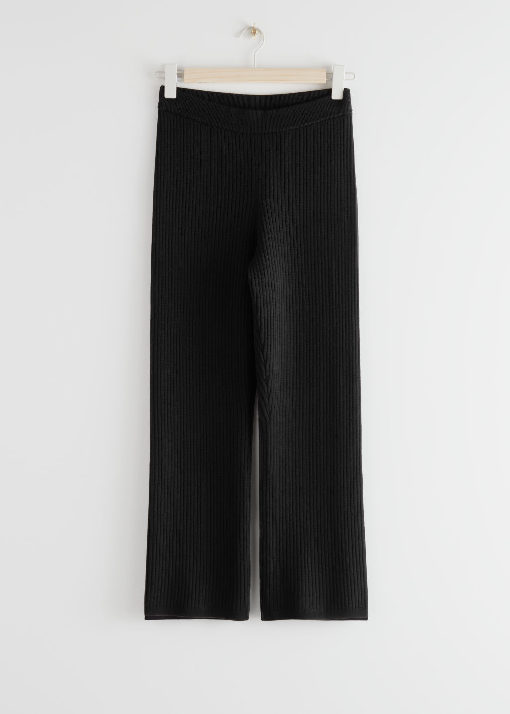 Fitted Ribbed Knit Trousers - Turquoise - Trousers - & Other Stories