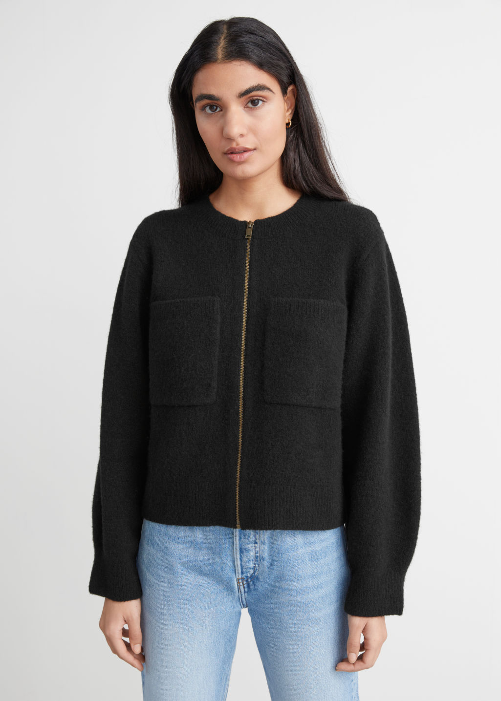 Knitted Zip Cardigan - Black - Cardigans - & Other Stories