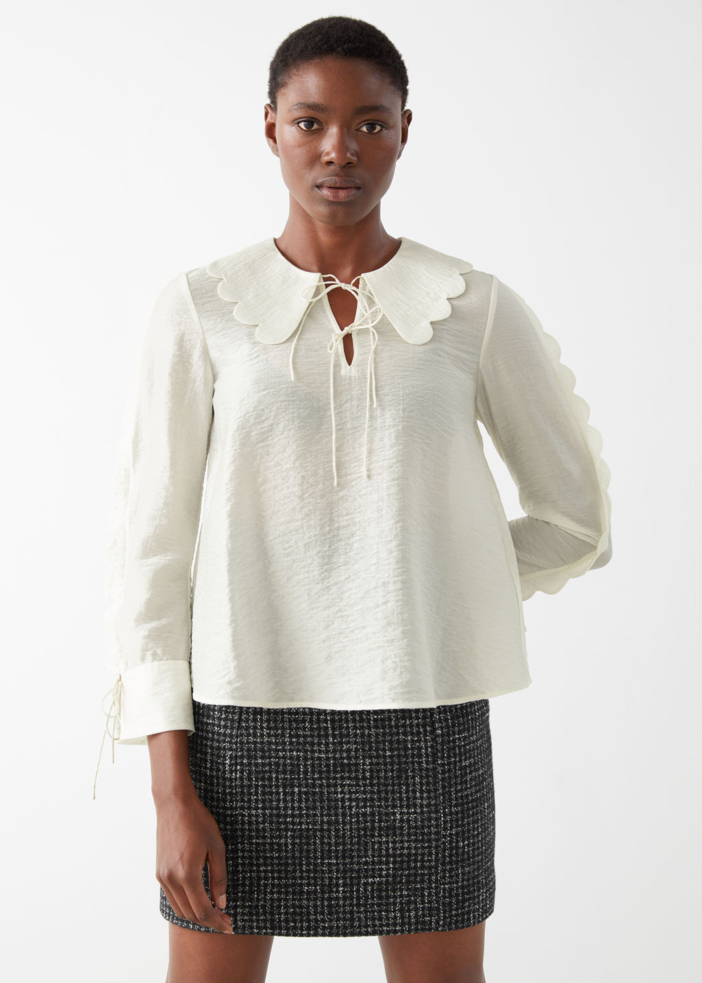Wide Scallop Blouse - White - Blouses - & Other Stories